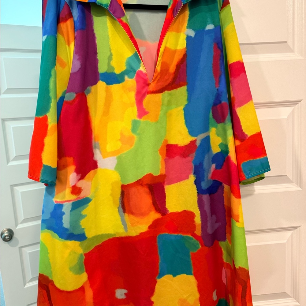 Vibrant Multicolor Abstract Midi Dress